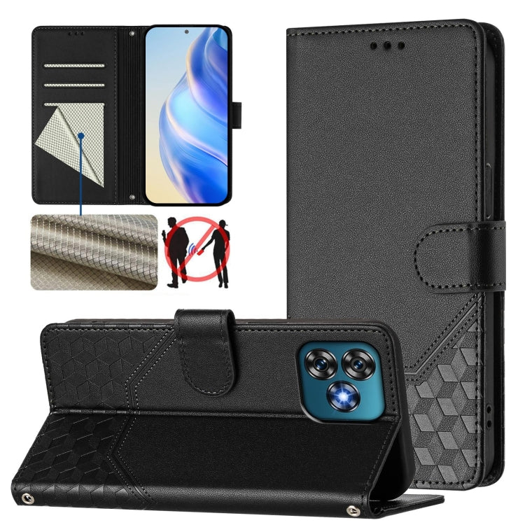 Honeycomb Embossing RFID Leather Phone Case, For Oukitel C59 / C59 Pro, For Oukitel C57s, For Oukitel C53, For Oukitel C50, For Oukitel C37, For Oukitel C51, For Oukitel C38, For Oukitel C35