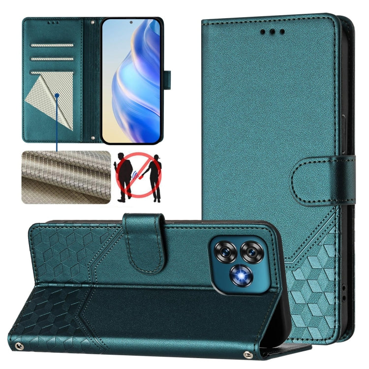 Honeycomb Embossing RFID Leather Phone Case, For Oukitel C59 / C59 Pro, For Oukitel C57s, For Oukitel C53, For Oukitel C50, For Oukitel C37, For Oukitel C51, For Oukitel C38, For Oukitel C35