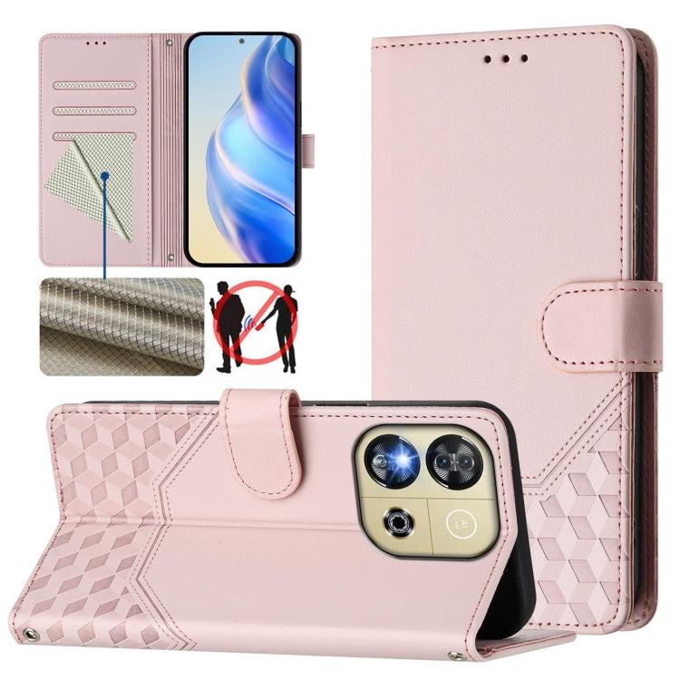 Honeycomb Embossing RFID Leather Phone Case, For Oukitel C59 / C59 Pro, For Oukitel C57s, For Oukitel C53, For Oukitel C50, For Oukitel C37, For Oukitel C51, For Oukitel C38, For Oukitel C35