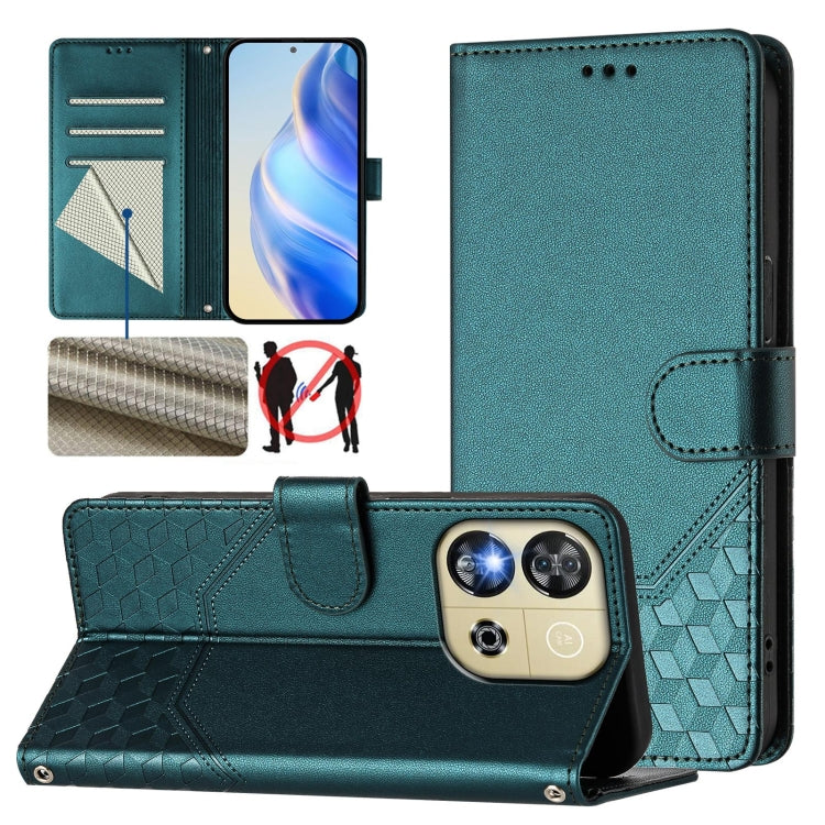 Honeycomb Embossing RFID Leather Phone Case, For Oukitel C59 / C59 Pro, For Oukitel C57s, For Oukitel C53, For Oukitel C50, For Oukitel C37, For Oukitel C51, For Oukitel C38, For Oukitel C35