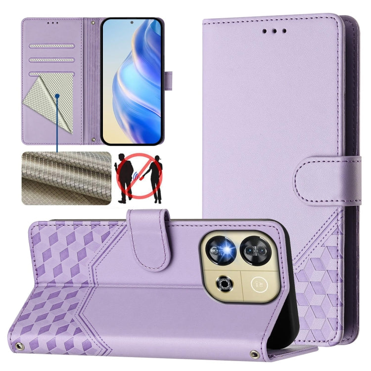 Honeycomb Embossing RFID Leather Phone Case, For Oukitel C59 / C59 Pro, For Oukitel C57s, For Oukitel C53, For Oukitel C50, For Oukitel C37, For Oukitel C51, For Oukitel C38, For Oukitel C35