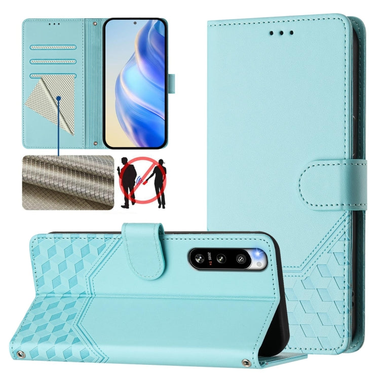Honeycomb Embossing RFID Leather Phone Case, For Sony Xperia 1 VIII, For Sony Xperia 10 VI 2024, For Sony Xperia 1 VI 2024, For Sony Xperia 5 VI 2024, For Sony Xperia 5 V, For Sony Xperia 1 V 2023, For Sony Xperia 10 V 2023, For Sony Xperia 5 IV