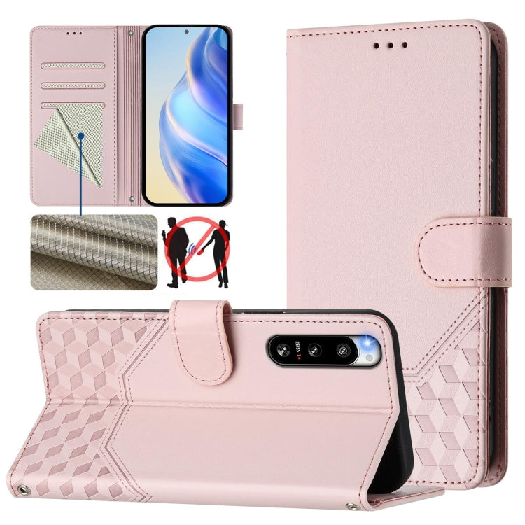 Honeycomb Embossing RFID Leather Phone Case, For Sony Xperia 1 VIII, For Sony Xperia 10 VI 2024, For Sony Xperia 1 VI 2024, For Sony Xperia 5 VI 2024, For Sony Xperia 5 V, For Sony Xperia 1 V 2023, For Sony Xperia 10 V 2023, For Sony Xperia 5 IV