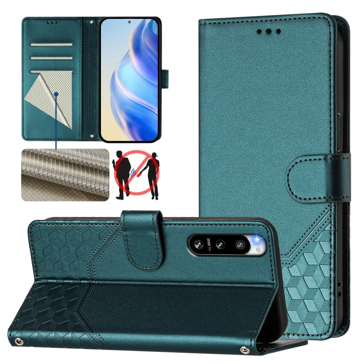Honeycomb Embossing RFID Leather Phone Case, For Sony Xperia 1 VIII, For Sony Xperia 10 VI 2024, For Sony Xperia 1 VI 2024, For Sony Xperia 5 VI 2024, For Sony Xperia 5 V, For Sony Xperia 1 V 2023, For Sony Xperia 10 V 2023, For Sony Xperia 5 IV