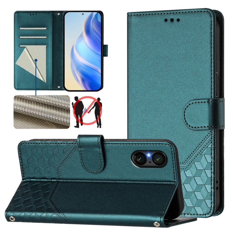 Honeycomb Embossing RFID Leather Phone Case, For Sony Xperia 1 VIII, For Sony Xperia 10 VI 2024, For Sony Xperia 1 VI 2024, For Sony Xperia 5 VI 2024, For Sony Xperia 5 V, For Sony Xperia 1 V 2023, For Sony Xperia 10 V 2023, For Sony Xperia 5 IV