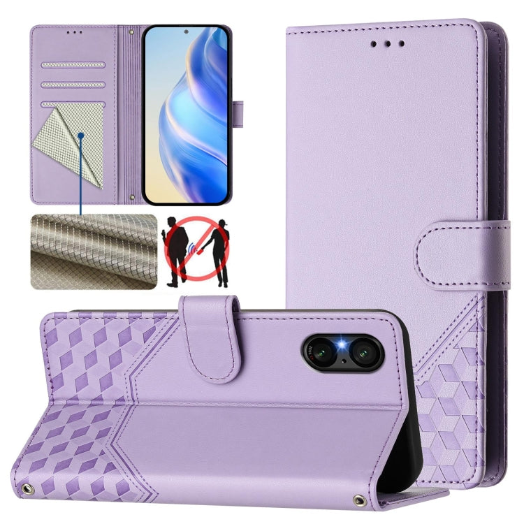Honeycomb Embossing RFID Leather Phone Case, For Sony Xperia 1 VIII, For Sony Xperia 10 VI 2024, For Sony Xperia 1 VI 2024, For Sony Xperia 5 VI 2024, For Sony Xperia 5 V, For Sony Xperia 1 V 2023, For Sony Xperia 10 V 2023, For Sony Xperia 5 IV