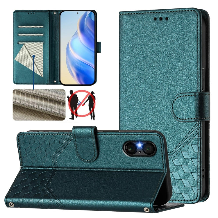 Honeycomb Embossing RFID Leather Phone Case, For Sony Xperia 1 VIII, For Sony Xperia 10 VI 2024, For Sony Xperia 1 VI 2024, For Sony Xperia 5 VI 2024, For Sony Xperia 5 V, For Sony Xperia 1 V 2023, For Sony Xperia 10 V 2023, For Sony Xperia 5 IV