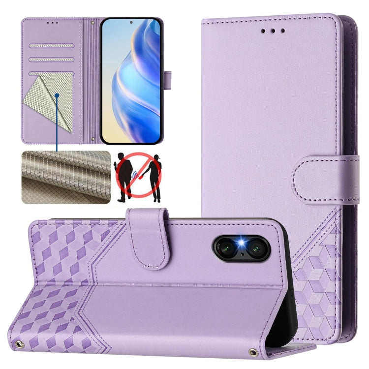 Honeycomb Embossing RFID Leather Phone Case, For Sony Xperia 1 VIII, For Sony Xperia 10 VI 2024, For Sony Xperia 1 VI 2024, For Sony Xperia 5 VI 2024, For Sony Xperia 5 V, For Sony Xperia 1 V 2023, For Sony Xperia 10 V 2023, For Sony Xperia 5 IV