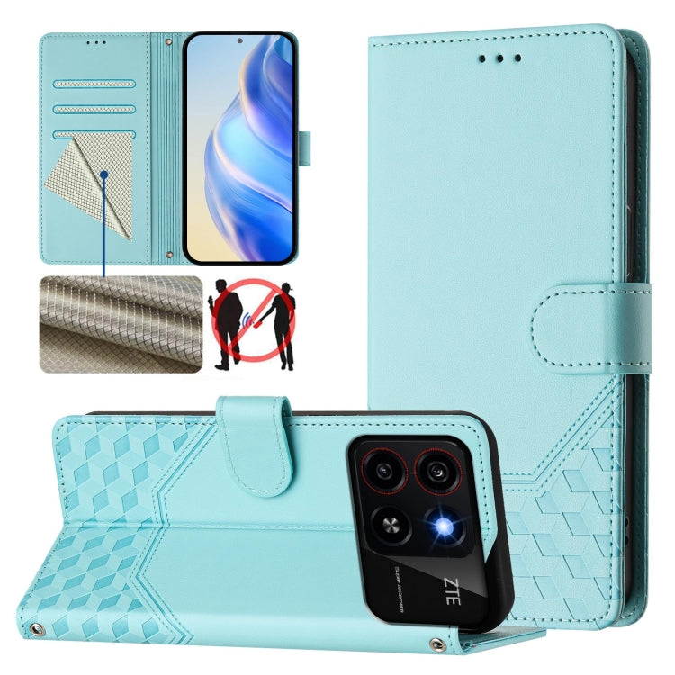 Honeycomb Embossing RFID Leather Phone Case, For ZTE Blade V70 Design, For ZTE Blade A35 Lite, For ZTE Blade V70, For ZTE Blade V60 Vita / V60 Design, For ZTE Blade A75 5G, For ZTE Blade A75 4G, For ZTE Blade A35 / A55, For ZTE Blade V60 4G / Axon 60 4G