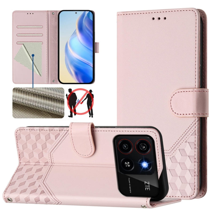 Honeycomb Embossing RFID Leather Phone Case, For ZTE Blade V70 Design, For ZTE Blade A35 Lite, For ZTE Blade V70, For ZTE Blade V60 Vita / V60 Design, For ZTE Blade A75 5G, For ZTE Blade A75 4G, For ZTE Blade A35 / A55, For ZTE Blade V60 4G / Axon 60 4G