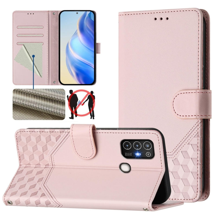 Honeycomb Embossing RFID Leather Phone Case, For ZTE Blade A52