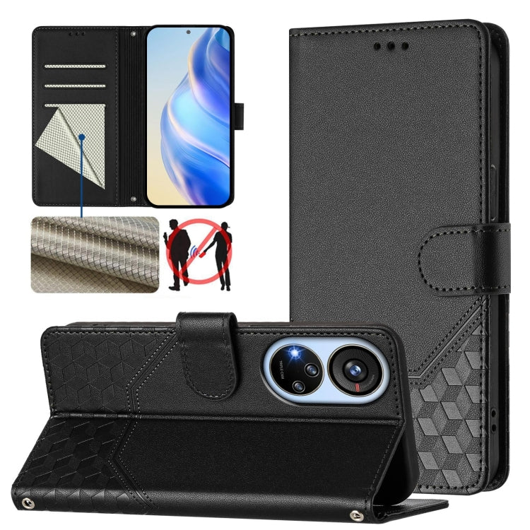 Honeycomb Embossing RFID Leather Phone Case, For ZTE nubia Z60 Ultra, For ZTE Blade A73 5G, For ZTE Blade A73 4G, For ZTE Blade V50 Vita, For ZTE Blade A53 / A53+, For ZTE Blade A53 Pro, For ZTE Blade A52 Lite, For ZTE Blade V40s