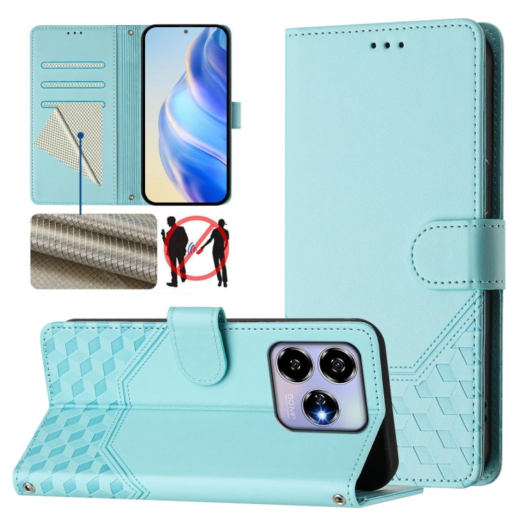 Honeycomb Embossing RFID Leather Phone Case, For ZTE Blade V70 Design, For ZTE Blade A35 Lite, For ZTE Blade V70, For ZTE Blade V60 Vita / V60 Design, For ZTE Blade A75 5G, For ZTE Blade A75 4G, For ZTE Blade A35 / A55, For ZTE Blade V60 4G / Axon 60 4G