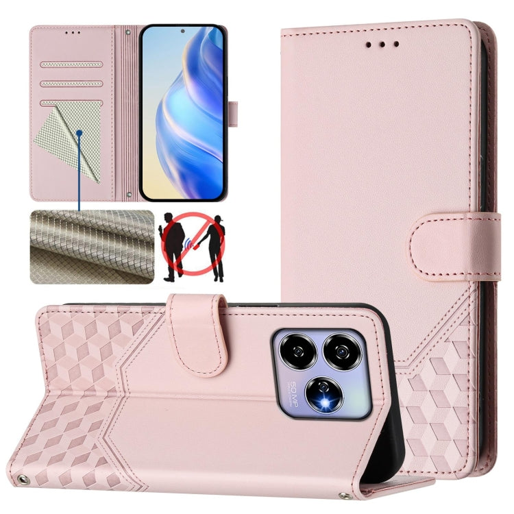Honeycomb Embossing RFID Leather Phone Case, For ZTE Blade V70 Design, For ZTE Blade A35 Lite, For ZTE Blade V70, For ZTE Blade V60 Vita / V60 Design, For ZTE Blade A75 5G, For ZTE Blade A75 4G, For ZTE Blade A35 / A55, For ZTE Blade V60 4G / Axon 60 4G