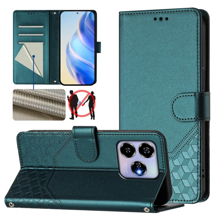 Honeycomb Embossing RFID Leather Phone Case, For ZTE Blade V70 Design, For ZTE Blade A35 Lite, For ZTE Blade V70, For ZTE Blade V60 Vita / V60 Design, For ZTE Blade A75 5G, For ZTE Blade A75 4G, For ZTE Blade A35 / A55, For ZTE Blade V60 4G / Axon 60 4G