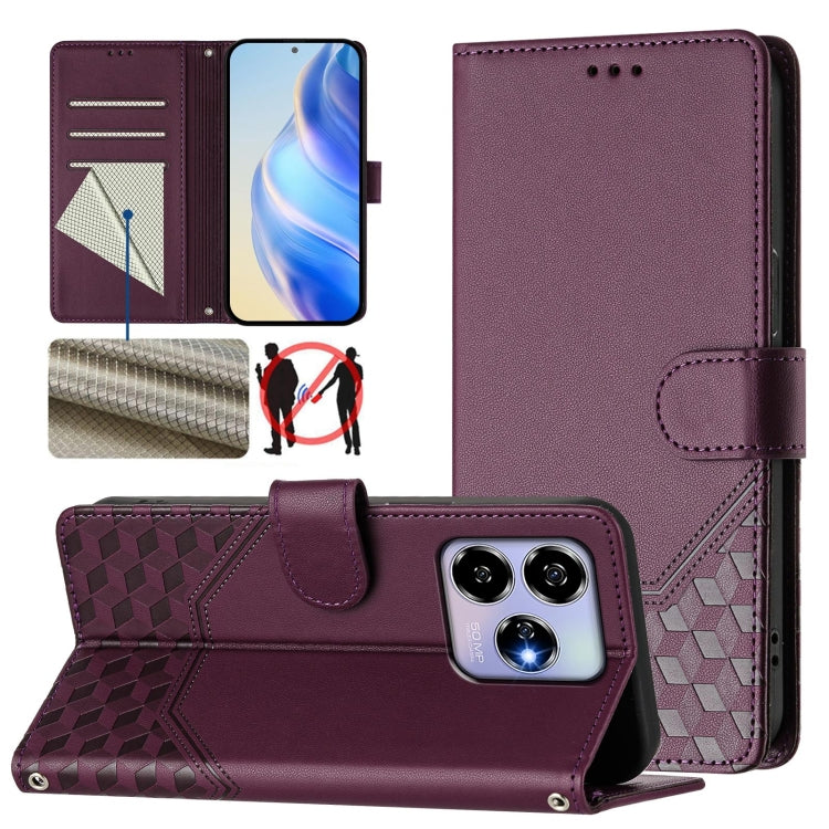 Honeycomb Embossing RFID Leather Phone Case, For ZTE Blade V70 Design, For ZTE Blade A35 Lite, For ZTE Blade V70, For ZTE Blade V60 Vita / V60 Design, For ZTE Blade A75 5G, For ZTE Blade A75 4G, For ZTE Blade A35 / A55, For ZTE Blade V60 4G / Axon 60 4G
