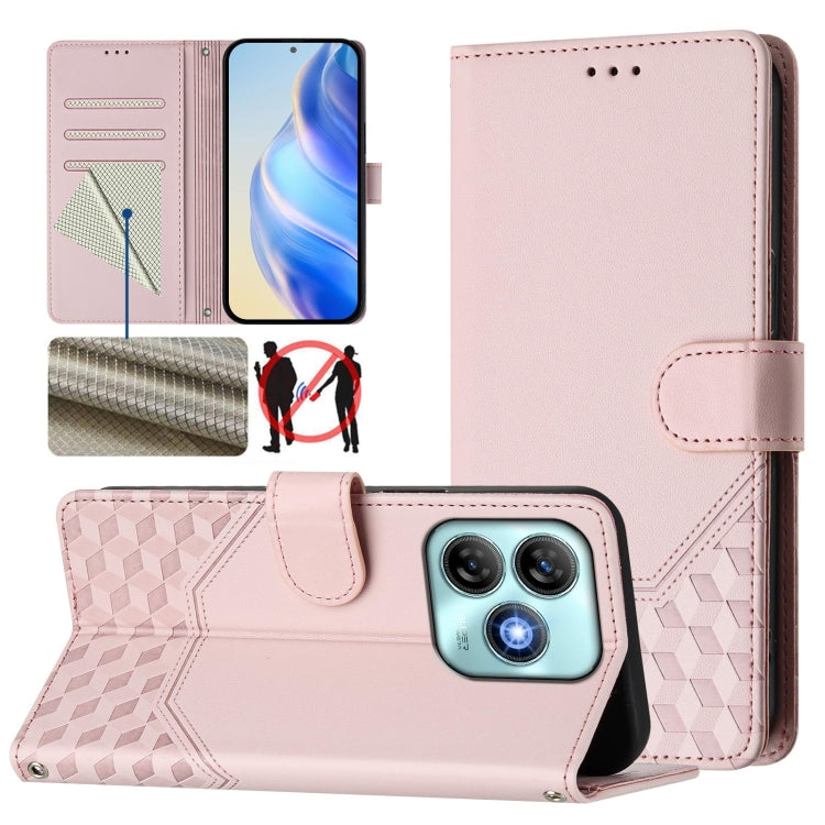 Honeycomb Embossing RFID Leather Phone Case, For ZTE Blade V70 Design, For ZTE Blade A35 Lite, For ZTE Blade V70, For ZTE Blade V60 Vita / V60 Design, For ZTE Blade A75 5G, For ZTE Blade A75 4G, For ZTE Blade A35 / A55, For ZTE Blade V60 4G / Axon 60 4G