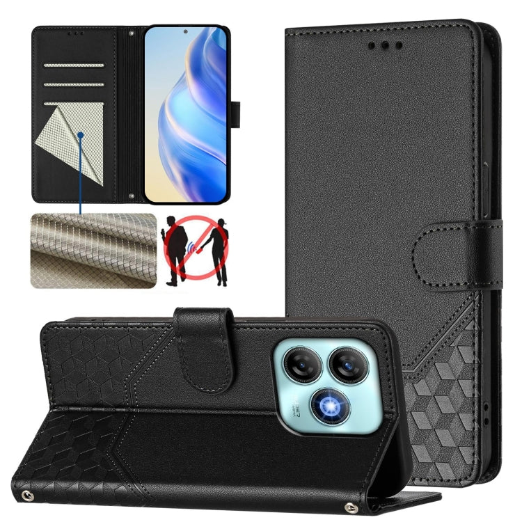 Honeycomb Embossing RFID Leather Phone Case, For ZTE Blade V70 Design, For ZTE Blade A35 Lite, For ZTE Blade V70, For ZTE Blade V60 Vita / V60 Design, For ZTE Blade A75 5G, For ZTE Blade A75 4G, For ZTE Blade A35 / A55, For ZTE Blade V60 4G / Axon 60 4G