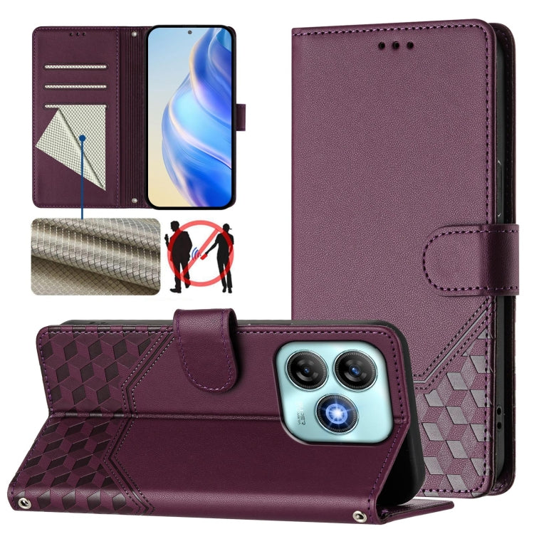 Honeycomb Embossing RFID Leather Phone Case, For ZTE Blade V70 Design, For ZTE Blade A35 Lite, For ZTE Blade V70, For ZTE Blade V60 Vita / V60 Design, For ZTE Blade A75 5G, For ZTE Blade A75 4G, For ZTE Blade A35 / A55, For ZTE Blade V60 4G / Axon 60 4G