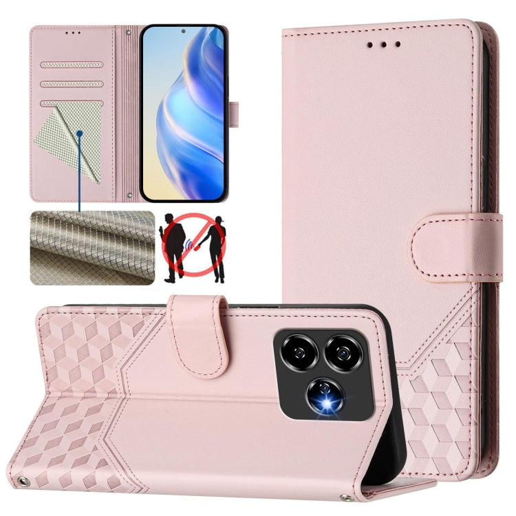 Honeycomb Embossing RFID Leather Phone Case, For ZTE Blade V70 Design, For ZTE Blade A35 Lite, For ZTE Blade V70, For ZTE Blade V60 Vita / V60 Design, For ZTE Blade A75 5G, For ZTE Blade A75 4G, For ZTE Blade A35 / A55, For ZTE Blade V60 4G / Axon 60 4G