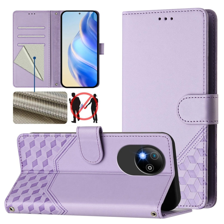 Honeycomb Embossing RFID Leather Phone Case, For ZTE Blade V70 Design, For ZTE Blade A35 Lite, For ZTE Blade V70, For ZTE Blade V60 Vita / V60 Design, For ZTE Blade A75 5G, For ZTE Blade A75 4G, For ZTE Blade A35 / A55, For ZTE Blade V60 4G / Axon 60 4G