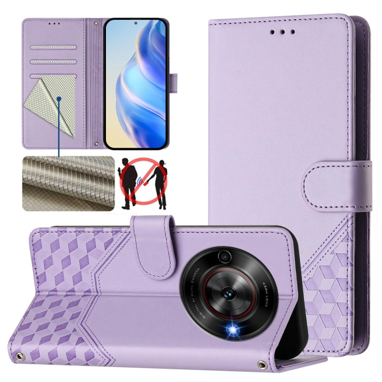Honeycomb Embossing RFID Leather Phone Case, For ZTE Blade V70 Design, For ZTE Blade A35 Lite, For ZTE Blade V70, For ZTE Blade V60 Vita / V60 Design, For ZTE Blade A75 5G, For ZTE Blade A75 4G, For ZTE Blade A35 / A55, For ZTE Blade V60 4G / Axon 60 4G