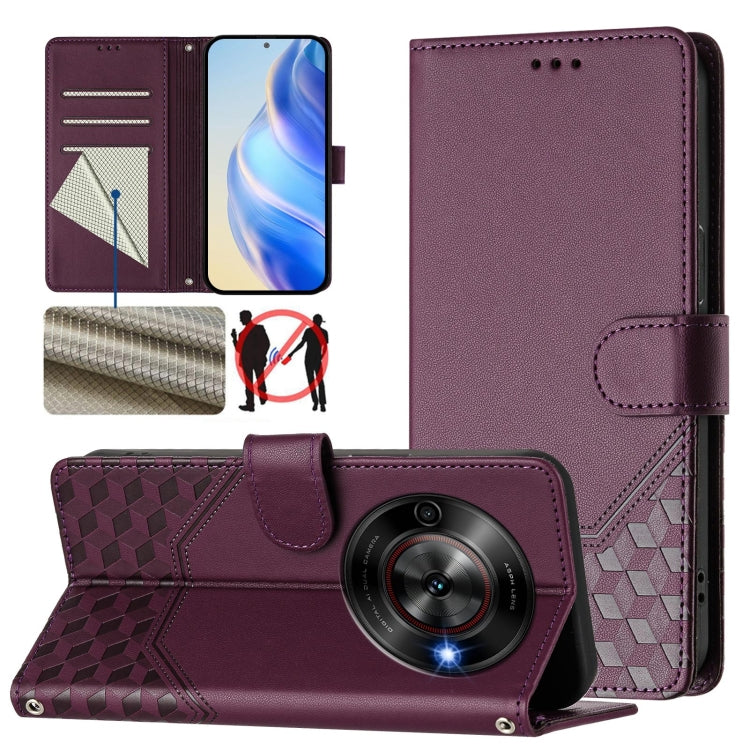 Honeycomb Embossing RFID Leather Phone Case, For ZTE Blade V70 Design, For ZTE Blade A35 Lite, For ZTE Blade V70, For ZTE Blade V60 Vita / V60 Design, For ZTE Blade A75 5G, For ZTE Blade A75 4G, For ZTE Blade A35 / A55, For ZTE Blade V60 4G / Axon 60 4G