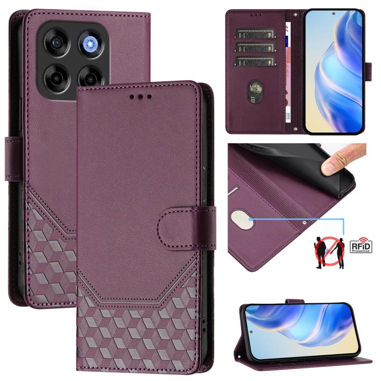 Honeycomb Embossing RFID Leather Phone Case, For ZTE Blade V70 Design, For ZTE Blade A35 Lite, For ZTE Blade V70, For ZTE Blade V60 Vita / V60 Design, For ZTE Blade A75 5G, For ZTE Blade A75 4G, For ZTE Blade A35 / A55, For ZTE Blade V60 4G / Axon 60 4G