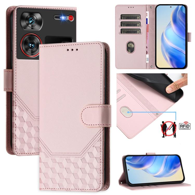 Honeycomb Embossing RFID Leather Phone Case, For ZTE nubia Z60 Ultra, For ZTE Blade A73 5G, For ZTE Blade A73 4G, For ZTE Blade V50 Vita, For ZTE Blade A53 / A53+, For ZTE Blade A53 Pro, For ZTE Blade A52 Lite, For ZTE Blade V40s
