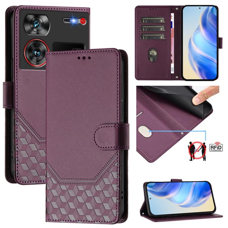 Honeycomb Embossing RFID Leather Phone Case, For ZTE nubia Z60 Ultra, For ZTE Blade A73 5G, For ZTE Blade A73 4G, For ZTE Blade V50 Vita, For ZTE Blade A53 / A53+, For ZTE Blade A53 Pro, For ZTE Blade A52 Lite, For ZTE Blade V40s