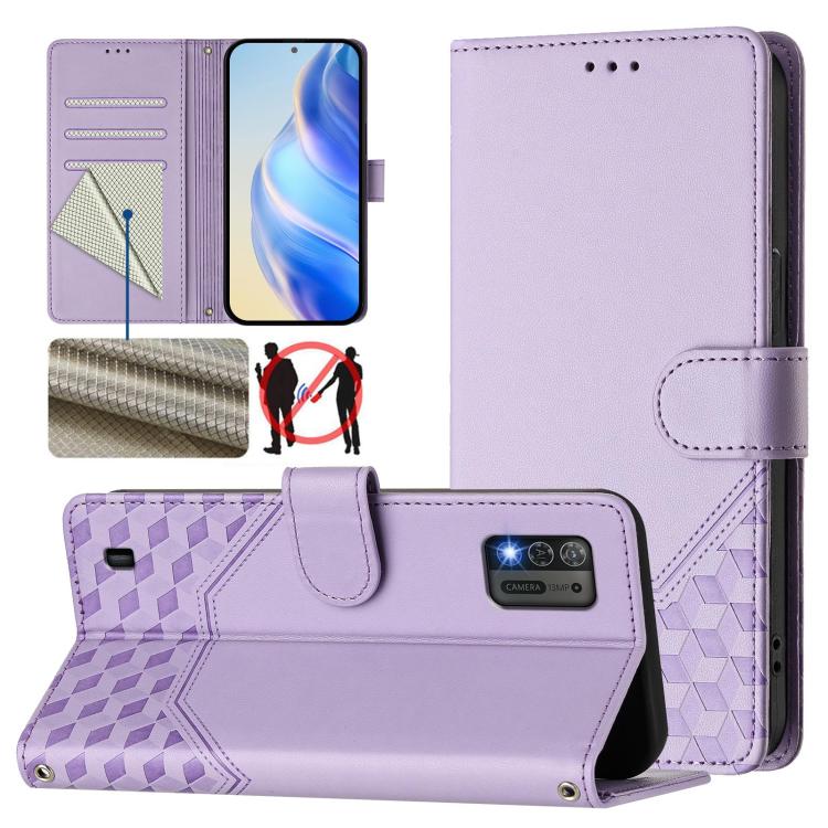 Honeycomb Embossing RFID Leather Phone Case, For ZTE nubia Z60 Ultra, For ZTE Blade A73 5G, For ZTE Blade A73 4G, For ZTE Blade V50 Vita, For ZTE Blade A53 / A53+, For ZTE Blade A53 Pro, For ZTE Blade A52 Lite, For ZTE Blade V40s