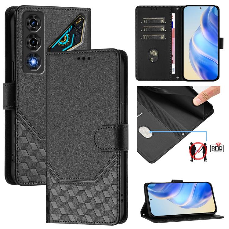 Honeycomb Embossing RFID Leather Phone Case, For ZTE nubia Neo 5 5G, For ZTE nubia Neo 5 GT 5G, For ZTE Optus X Value 5G, For ZTE Optus X Pro 2 5G, For ZTE nubia RedMagic 11 Air, For ZTE A75 Pro / Telstra T-Elite 5G, For ZTE Blade A76 4G               ...