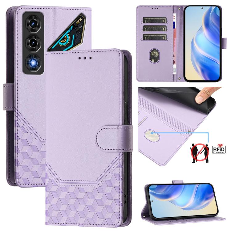 Honeycomb Embossing RFID Leather Phone Case, For ZTE nubia Neo 5 5G, For ZTE nubia Neo 5 GT 5G, For ZTE Optus X Value 5G, For ZTE Optus X Pro 2 5G, For ZTE nubia RedMagic 11 Air, For ZTE A75 Pro / Telstra T-Elite 5G, For ZTE Blade A76 4G               ...