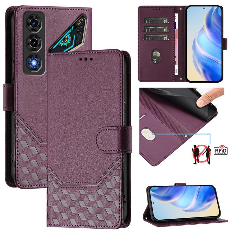 Honeycomb Embossing RFID Leather Phone Case, For ZTE nubia Neo 5 5G, For ZTE nubia Neo 5 GT 5G, For ZTE Optus X Value 5G, For ZTE Optus X Pro 2 5G, For ZTE nubia RedMagic 11 Air, For ZTE A75 Pro / Telstra T-Elite 5G, For ZTE Blade A76 4G               ...