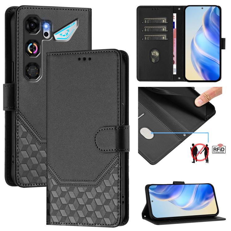 Honeycomb Embossing RFID Leather Phone Case, For ZTE nubia Neo 5 5G, For ZTE nubia Neo 5 GT 5G, For ZTE Optus X Value 5G, For ZTE Optus X Pro 2 5G, For ZTE nubia RedMagic 11 Air, For ZTE A75 Pro / Telstra T-Elite 5G, For ZTE Blade A76 4G               ...