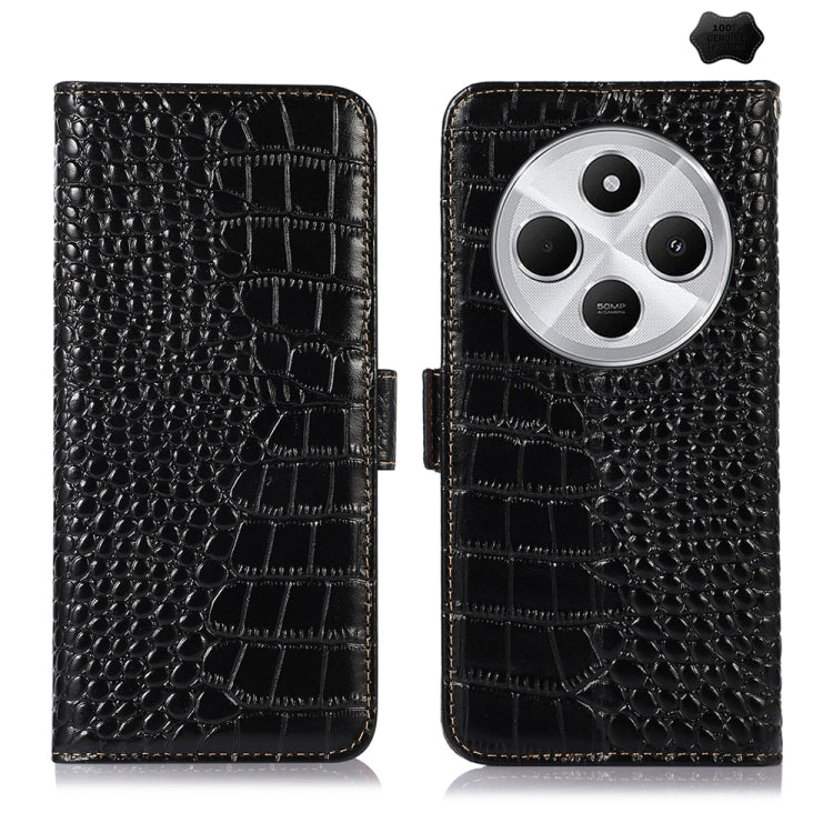 Crocodile Top Layer Cowhide Leather Phone Case, For Redmi Turbo 4 Pro, For Redmi Note 14 5G, For Redmi Note 14 Pro 5G, For Redmi 14C 4G