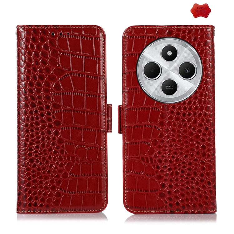 Crocodile Top Layer Cowhide Leather Phone Case, For Redmi Turbo 4 Pro, For Redmi Note 14 5G, For Redmi Note 14 Pro 5G, For Redmi 14C 4G