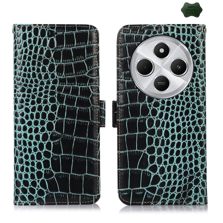 Crocodile Top Layer Cowhide Leather Phone Case, For Redmi Turbo 4 Pro, For Redmi Note 14 5G, For Redmi Note 14 Pro 5G, For Redmi 14C 4G