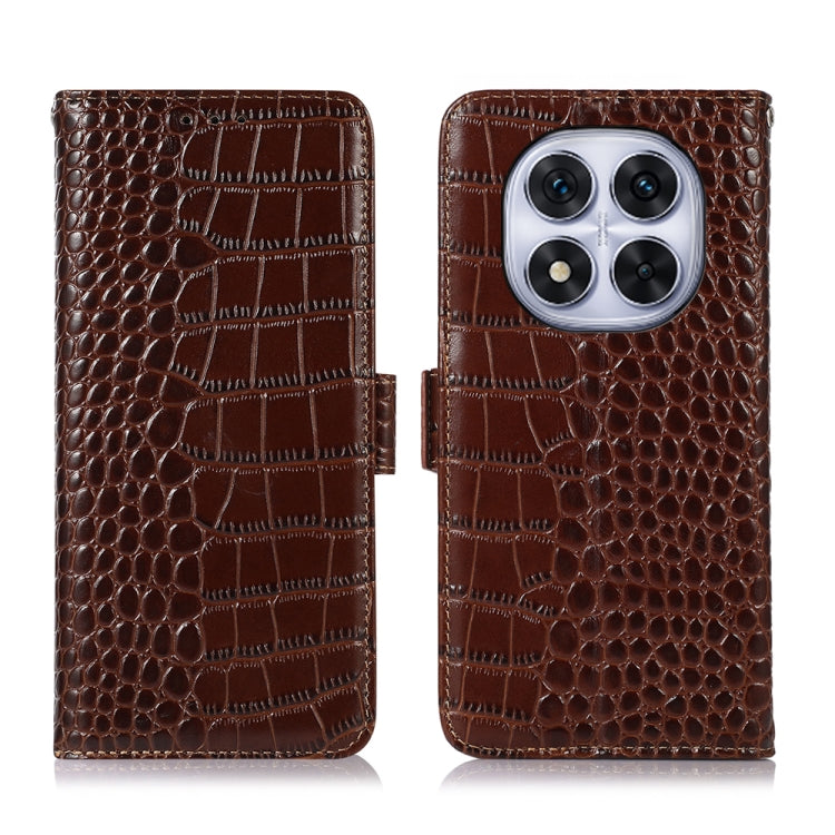 Crocodile Top Layer Cowhide Leather Phone Case, For Redmi Turbo 4 Pro, For Redmi Note 14 5G, For Redmi Note 14 Pro 5G, For Redmi 14C 4G