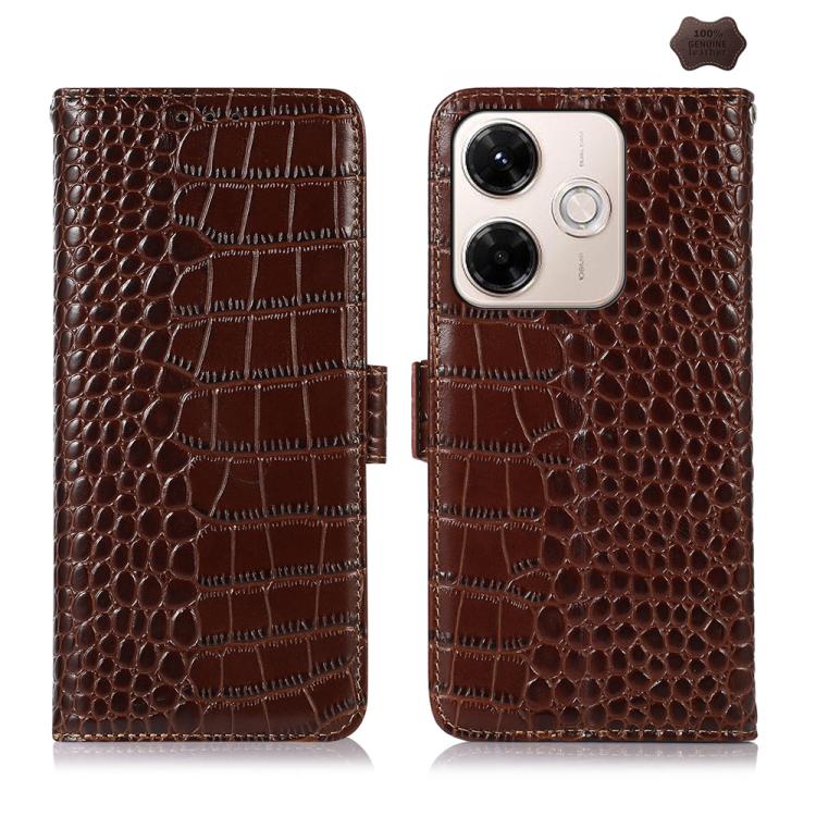 Crocodile Top Layer Cowhide Leather Phone Case, For Redmi A7 Pro 171mm / Poco C85x 5G, For Redmi Turbo 5 Max / Poco X8 Pro Max, For Redmi Turbo 5 5G / Poco X8 Pro 5G, For Redmi Note 15 Pro+ 5G Global 163.3, For Redmi Note 15 5G Global 164mm            ...