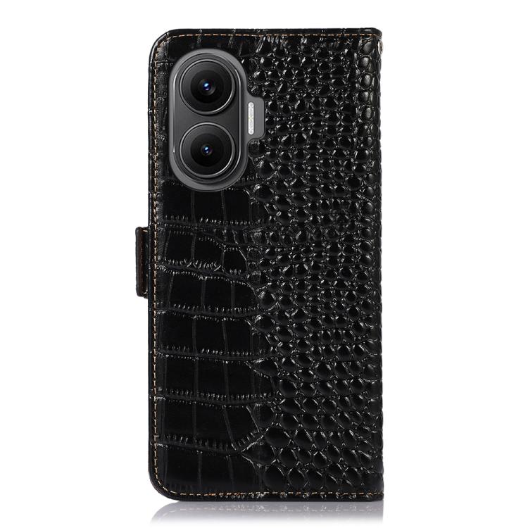 Crocodile Top Layer Cowhide Leather Phone Case, For Redmi Turbo 4 Pro, For Redmi Note 14 5G, For Redmi Note 14 Pro 5G, For Redmi 14C 4G