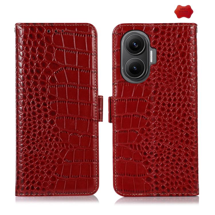 Crocodile Top Layer Cowhide Leather Phone Case, For Redmi Note 14S 4G, For Redmi K80, For Redmi Turbo 4 Pro, For Redmi Note 14 5G, For Redmi Note 14 Pro 5G, For Redmi 14C 4G