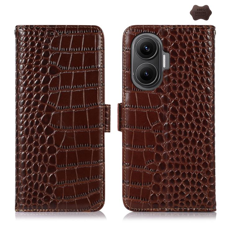 Crocodile Top Layer Cowhide Leather Phone Case, For Redmi Note 14S 4G, For Redmi K80, For Redmi Turbo 4 Pro, For Redmi Note 14 5G, For Redmi Note 14 Pro 5G, For Redmi 14C 4G