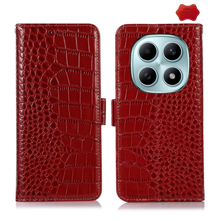 Crocodile Top Layer Cowhide Leather Phone Case, For Redmi A7 Pro 171mm / Poco C85x 5G, For Redmi Turbo 5 Max / Poco X8 Pro Max, For Redmi Turbo 5 5G / Poco X8 Pro 5G, For Redmi Note 15 Pro+ 5G Global 163.3, For Redmi Note 15 5G Global 164mm            ...