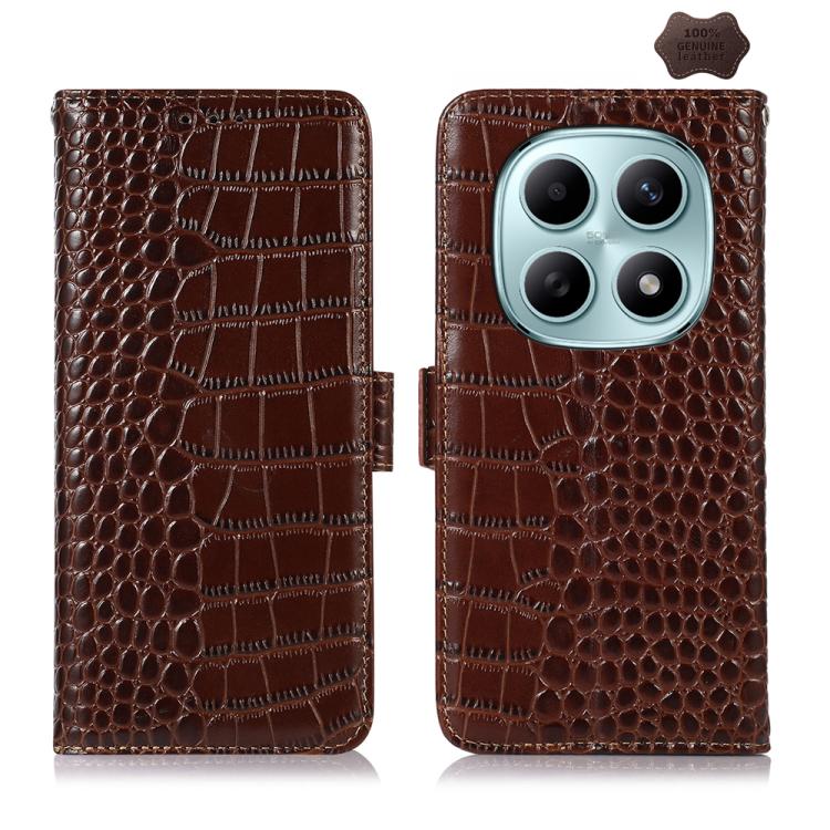 Crocodile Top Layer Cowhide Leather Phone Case, For Redmi A7 Pro 171mm / Poco C85x 5G, For Redmi Turbo 5 Max / Poco X8 Pro Max, For Redmi Turbo 5 5G / Poco X8 Pro 5G, For Redmi Note 15 Pro+ 5G Global 163.3, For Redmi Note 15 5G Global 164mm            ...