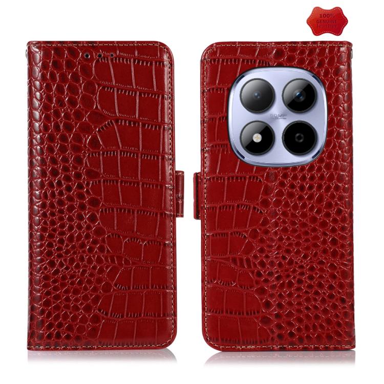 Crocodile Top Layer Cowhide Leather Phone Case, For Redmi A7 Pro 171mm / Poco C85x 5G, For Redmi Turbo 5 Max / Poco X8 Pro Max, For Redmi Turbo 5 5G / Poco X8 Pro 5G, For Redmi Note 15 Pro+ 5G Global 163.3, For Redmi Note 15 5G Global 164mm            ...