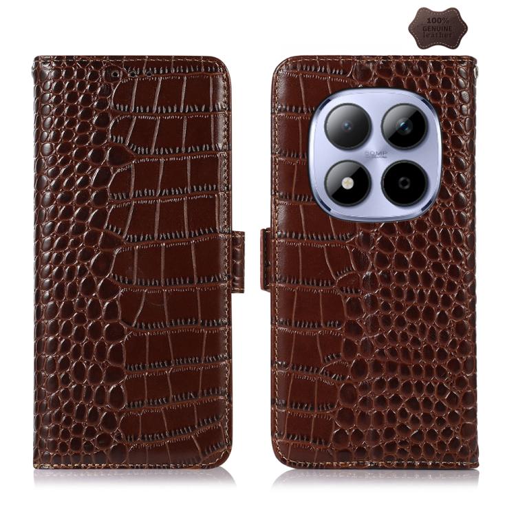 Crocodile Top Layer Cowhide Leather Phone Case, For Redmi A7 Pro 171mm / Poco C85x 5G, For Redmi Turbo 5 Max / Poco X8 Pro Max, For Redmi Turbo 5 5G / Poco X8 Pro 5G, For Redmi Note 15 Pro+ 5G Global 163.3, For Redmi Note 15 5G Global 164mm            ...