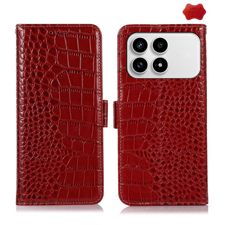 Crocodile Top Layer Cowhide Leather Phone Case, For Redmi A7 Pro 171mm / Poco C85x 5G, For Redmi Turbo 5 Max / Poco X8 Pro Max, For Redmi Turbo 5 5G / Poco X8 Pro 5G, For Redmi Note 15 Pro+ 5G Global 163.3, For Redmi Note 15 5G Global 164mm            ...