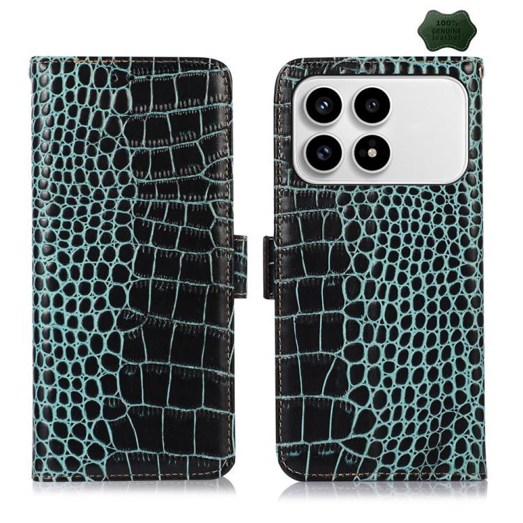 Crocodile Top Layer Cowhide Leather Phone Case, For Redmi A7 Pro 171mm / Poco C85x 5G, For Redmi Turbo 5 Max / Poco X8 Pro Max, For Redmi Turbo 5 5G / Poco X8 Pro 5G, For Redmi Note 15 Pro+ 5G Global 163.3, For Redmi Note 15 5G Global 164mm            ...