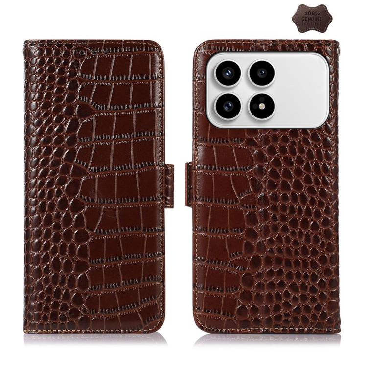 Crocodile Top Layer Cowhide Leather Phone Case, For Redmi A7 Pro 171mm / Poco C85x 5G, For Redmi Turbo 5 Max / Poco X8 Pro Max, For Redmi Turbo 5 5G / Poco X8 Pro 5G, For Redmi Note 15 Pro+ 5G Global 163.3, For Redmi Note 15 5G Global 164mm            ...